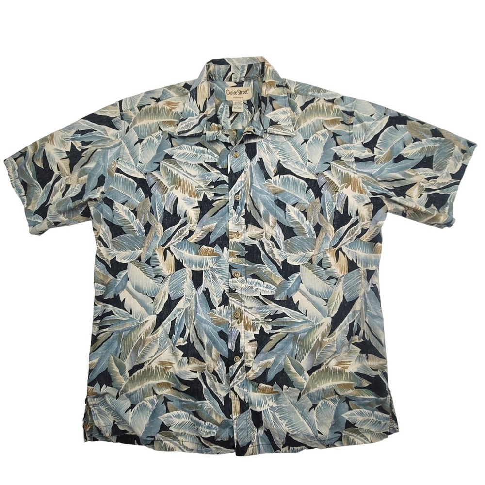 Cooke Street Honolulu‎ Mens Short Sleeve Hawaiian Shirt XL Leaf Print Button Up